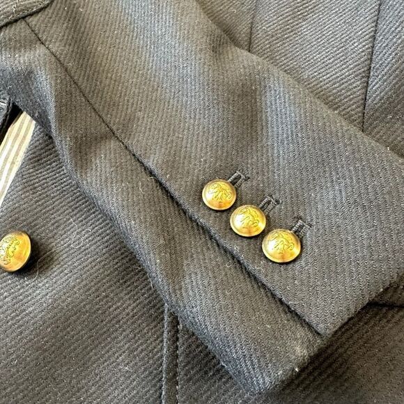 Banana Republic Black Wool Herringbone Elbow Patches Preppy Tailored H Jacket 2 - Picture 7 of 13